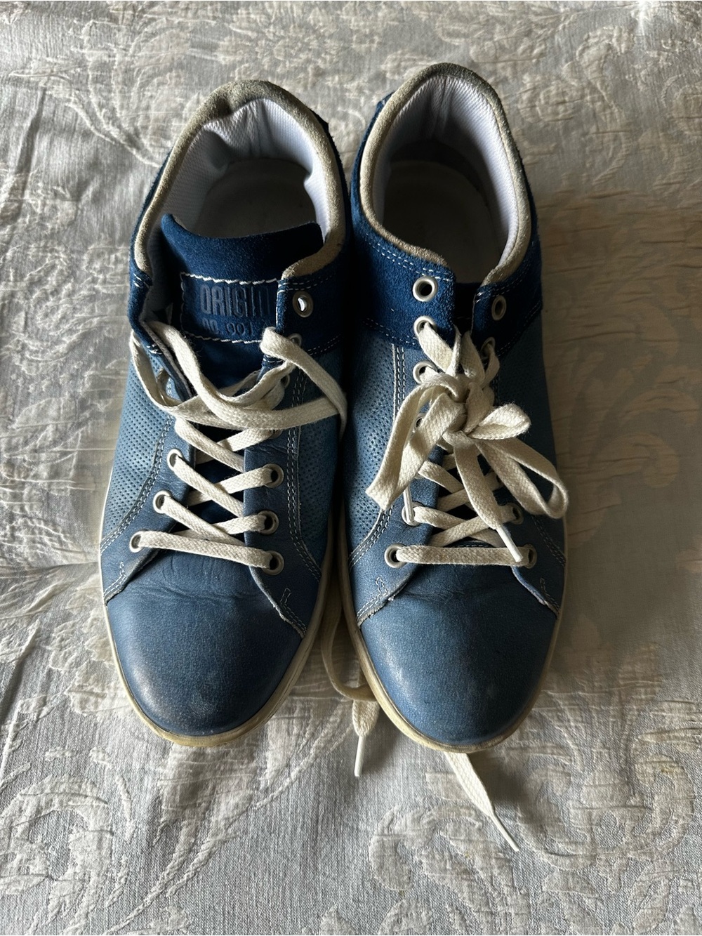 Brown Shoes Men’s Blue Leather Sneakers